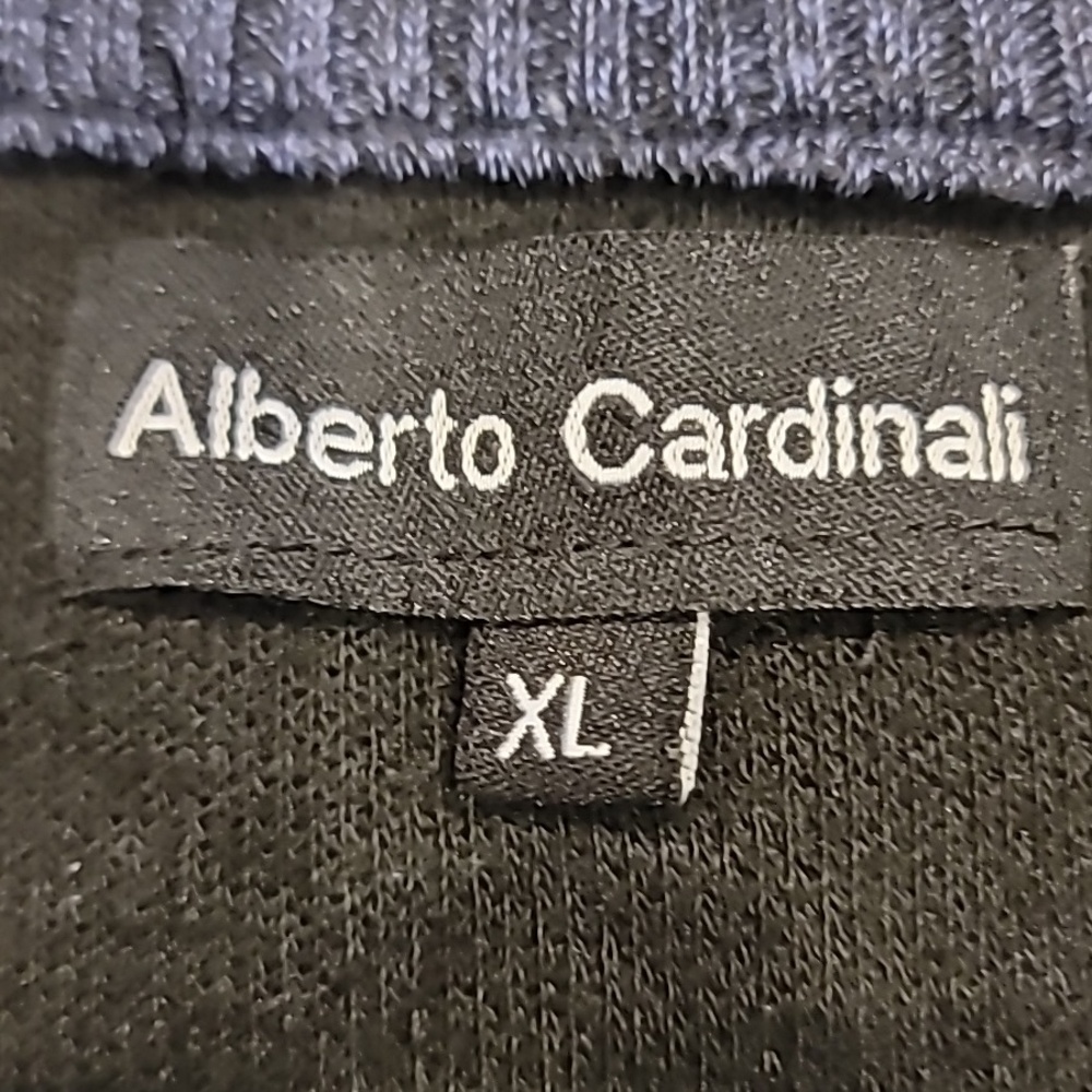 Alberto Cardinali Quarter-Zip Sweater Stripe Blue XL - Picture 6 of 9